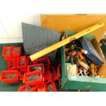 A quantity of tools, to include hammers, screwdrivers, spanners, wooden doweling, various punnets of