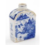 A Chinese export porcelain tea caddy, with domed top, profusely decorated in underglaze blue with