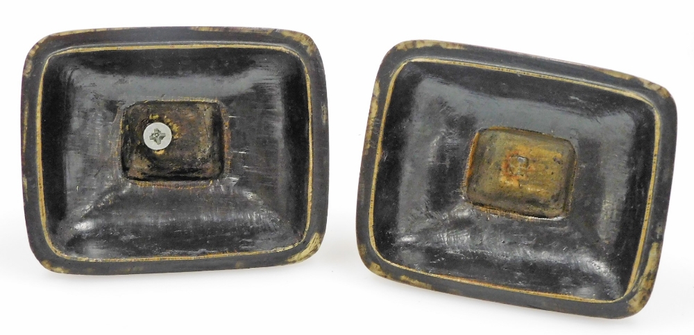 A pair of Japanese bronze incense burners, each with domed lids with Sambaso dancer knops, the - Image 9 of 10