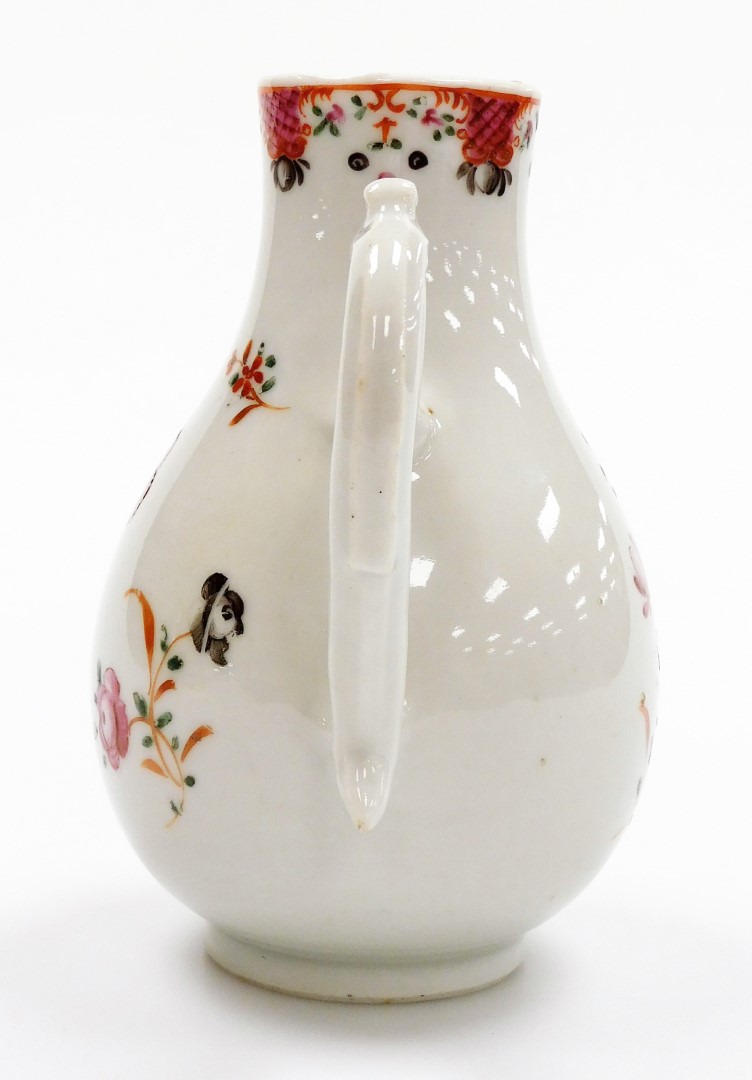 A Chinese export porcelain sparrow beak jug, the globular body decorated in polychrome enamels - Image 4 of 7