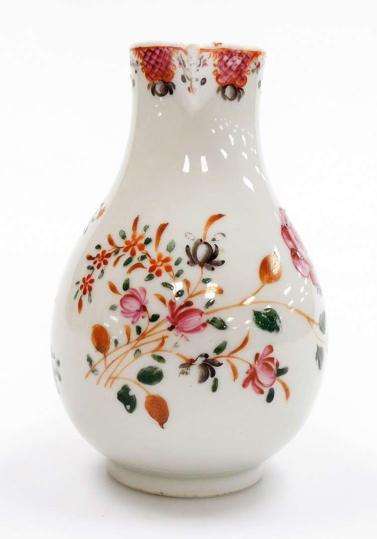 A Chinese export porcelain sparrow beak jug, the globular body decorated in polychrome enamels - Image 2 of 7