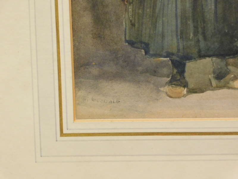 Frederick Goodall (1822-1904). A figure of a lady standing, watercolour, signed, label to the - Image 3 of 4