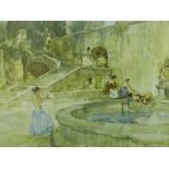 William Russell Flint (1880-1969). Chateau Garden, Languedoc, artist signed coloured print, 43.5cm x