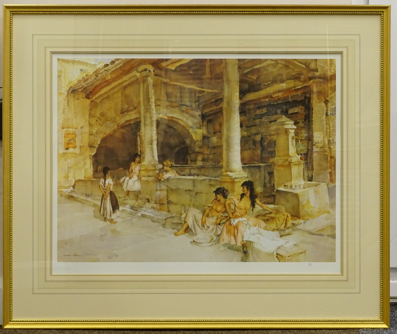 William Russell Flint (1880-1969). Gossip St Jeannet, artist signed coloured print, print 550/850, - Image 2 of 4