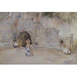 William Russell Flint (1880-1969). Models in an Italian Courtyard, limited edition coloured print,