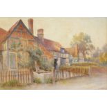 James Aitken (act.1880-1935). Cottages at Cropthorne-on-Avon, Worcestershire, watercolour, signed