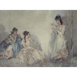 William Russell Flint (1880-1969). The Pendant, artist signed coloured print, 54cm x 71cm.