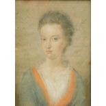 19thC English School. Portrait of a lady, pastel, quarter profile, 27cm x 19cm.