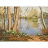 Malcolm Doughty (20thC). River landscape, oil on canvas, signed, 45cm x 60cm. Artist label verso.