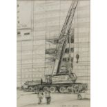 John Holder. City Walk, Leeds, drawing, singed, titled and dated 2002, 58cm x 41cm.