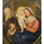 18thC School. The Madonna and Child with St Joseph. Oil on canvas, indistinctly signed and dated