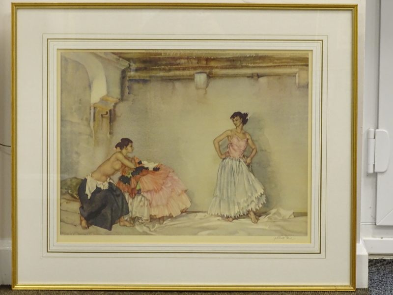 William Russell Flint (1880-1969). Casilda's white petticoat, artist signed coloured print, 48cm x - Image 2 of 4