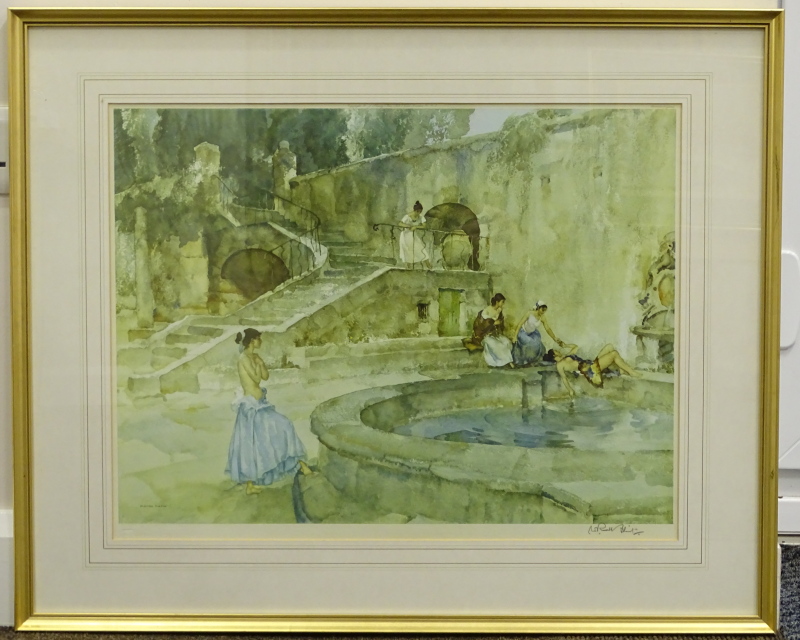 William Russell Flint (1880-1969). Chateau Garden, Languedoc, artist signed coloured print, 43.5cm x - Image 2 of 4