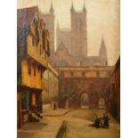 William Logsdail (1859-1944). Exchequer Gate, Lincoln, oil on canvas, signed, 40.5cm x 30.5cm.