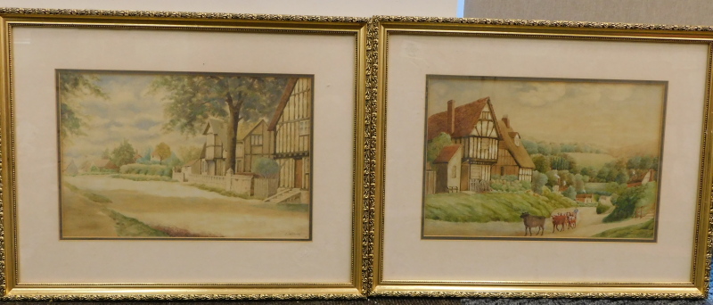 C. Gering (20thC English School). Path before Tudor buildings and trees, watercolour, signed, 25cm x - Image 2 of 4