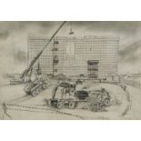 John Holder. City Walk, Leeds, drawing, signed, titled and dated 2002, 41cm x 58cm.