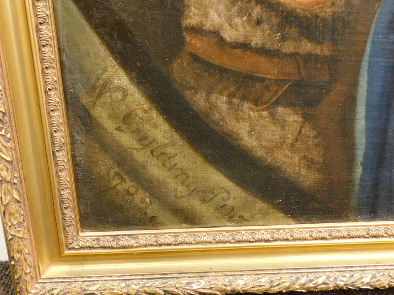 18thC School. The Madonna and Child with St Joseph. Oil on canvas, indistinctly signed and dated - Image 3 of 5