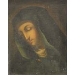 A 19thC English School. Portrait of the Virgin, quarter profile, oil on canvas, 26cm x 22cm.
