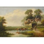 William P. Cartwright (1855-1915). Farm buildings on The Thames, Richmond, Surrey, oil on canvas,