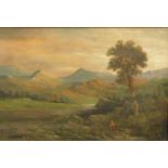 Alfred D. Breanski Junior (1877-1955). Figure in a mountainous landscape, oil on canvas, signed,