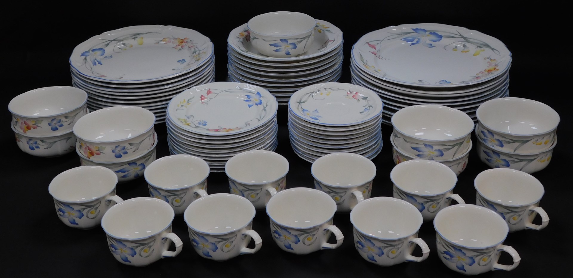 A Villeroy & Boch porcelain dinner and tea service decorated in the Riviera pattern, comprising