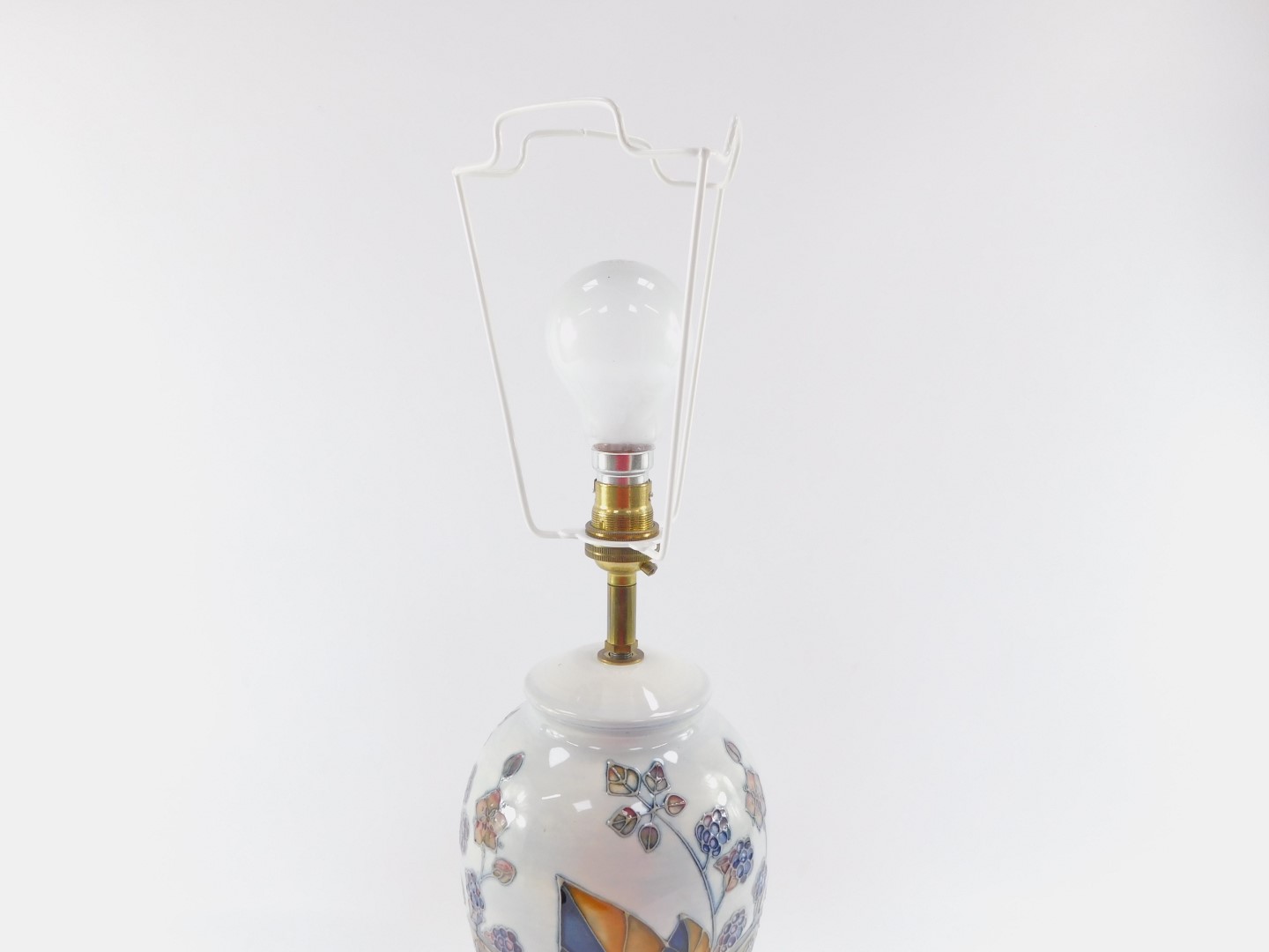 A Moorcroft Pottery table lamp decorated in the Blackberry Bramble pattern, of baluster form, raised - Image 2 of 4