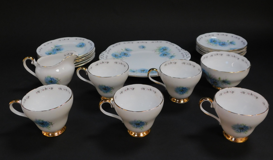 An Adderley porcelain part tea service decorated in the Love In A Mist pattern, pattern no H1234,