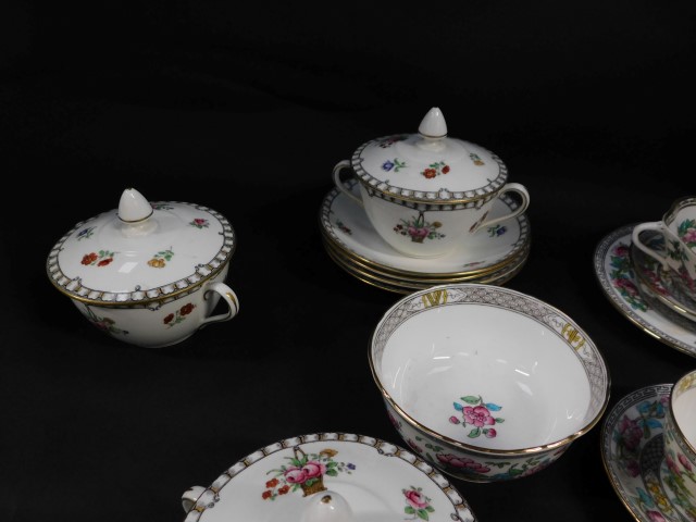 A group of Aynsley porcelain, including three soup cups, covers and four saucers, decorated with - Image 3 of 4