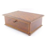 A Flemish early 20thC marquetry box, of rectangular section, inlaid with kingwood, rosewood and