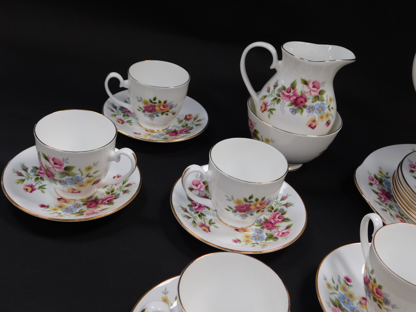 A Marlborough porcelain part tea and coffee service decorated in the June Garland pattern, - Image 3 of 5