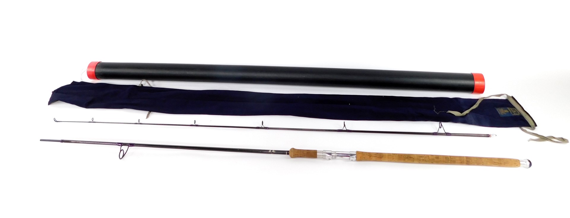 A Hardy Favourite graphite spinning rod, two piece, 10' (305cm), 10g - 50g, with bag and tube.