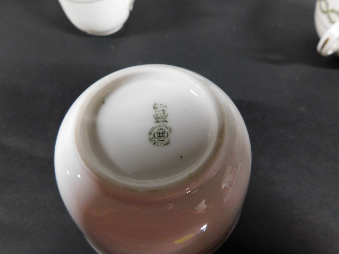 A Royal Doulton early 20thC porcelain tea and coffee service, decorated with a band of green - Image 5 of 5