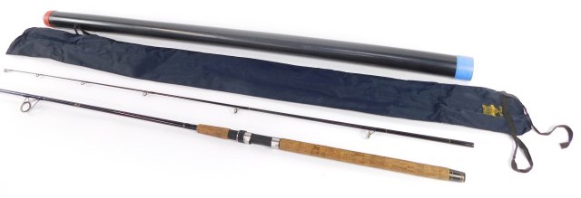 A Victor Internatioanl spinning rod, two piece, 80cm, with bag and rod tube.