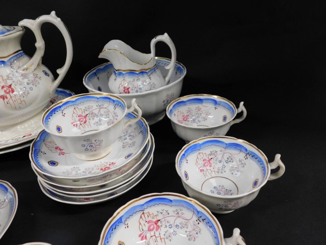 A Staffordshire early 19thC pottery tea service, painted with flowers, pattern no 17., comprising - Image 2 of 5