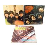 Three Beatles LPs, comprising Beatles For Sale, PMC1240., Rubber Soul., PMC1267., and Please