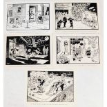 Terence Shelbourne (1930-2020). A group of pen and ink cartoons relating to seasonal events (5), loc