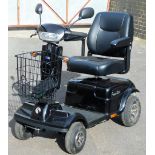 A Frontier Rascal mobility scooter, in black, with battery charger and two keys.