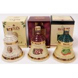Three Bells Scotch Whisky decanters, comprising Christmas decanter 1998, In Celebration of Christmas