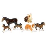 A group of Beswick and other ornaments, to include a Beswick horse, three Beswick ponies, a Beswick
