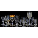 A group of late 19th/early 20thC glassware, to include sherry glasses, wine glasses, etc. (1 tray)