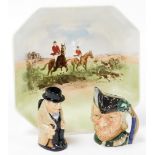 Three items of Royal Doulton, to include a Royal Doulton miniature character jug of Robin Hood, 10cm