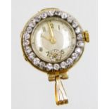 A Victorian/Edwardian diamond surround fob watch, the silvered coloured dial with seconds dial surro