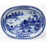 A late 18th/early 19thC Chinese blue and white serving bowl, the decoration depicting figures, build