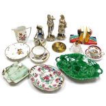 A group of various ceramics, to include a gilt and enamel perfume bottle, a pair of Art Deco style F