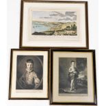 Three framed 19thC style engravings, to include one entitled Jacob after Reynolds 1757, a Prospectus