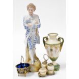 A group of ceramics, to include a late 19thC Royal China Works Worcester porcelain vase, the urn sha