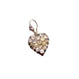 A sterling silver heart shaped pendant, set with various paste stones, Edwardian style, 1.5cm x 2cm,