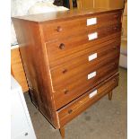 A mahogany chest of drawers, with two short and three long drawers, on tapering legs, 100cm high,