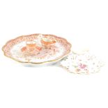 A Spode Copeland porcelain cabaret tray, with a shaped border printed in red with flowers, a