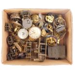 Various brass and other clock movements, a Stanley time switch, etc.